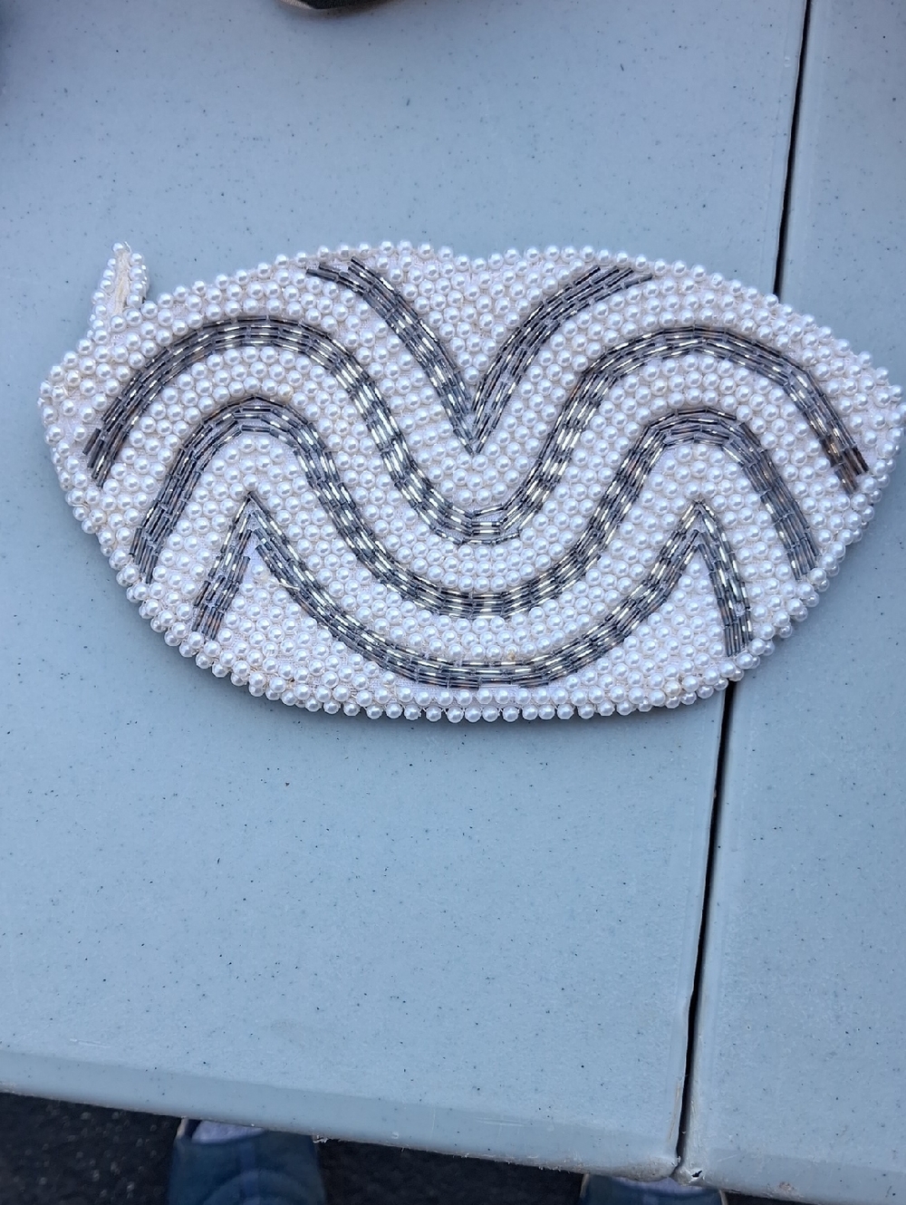 Vintage Bags By Susan Silver Beaded & Ivory Pearl Art Deco Clutch/coin Purse